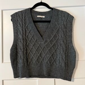 Gray Cable Knit Sweater Vest